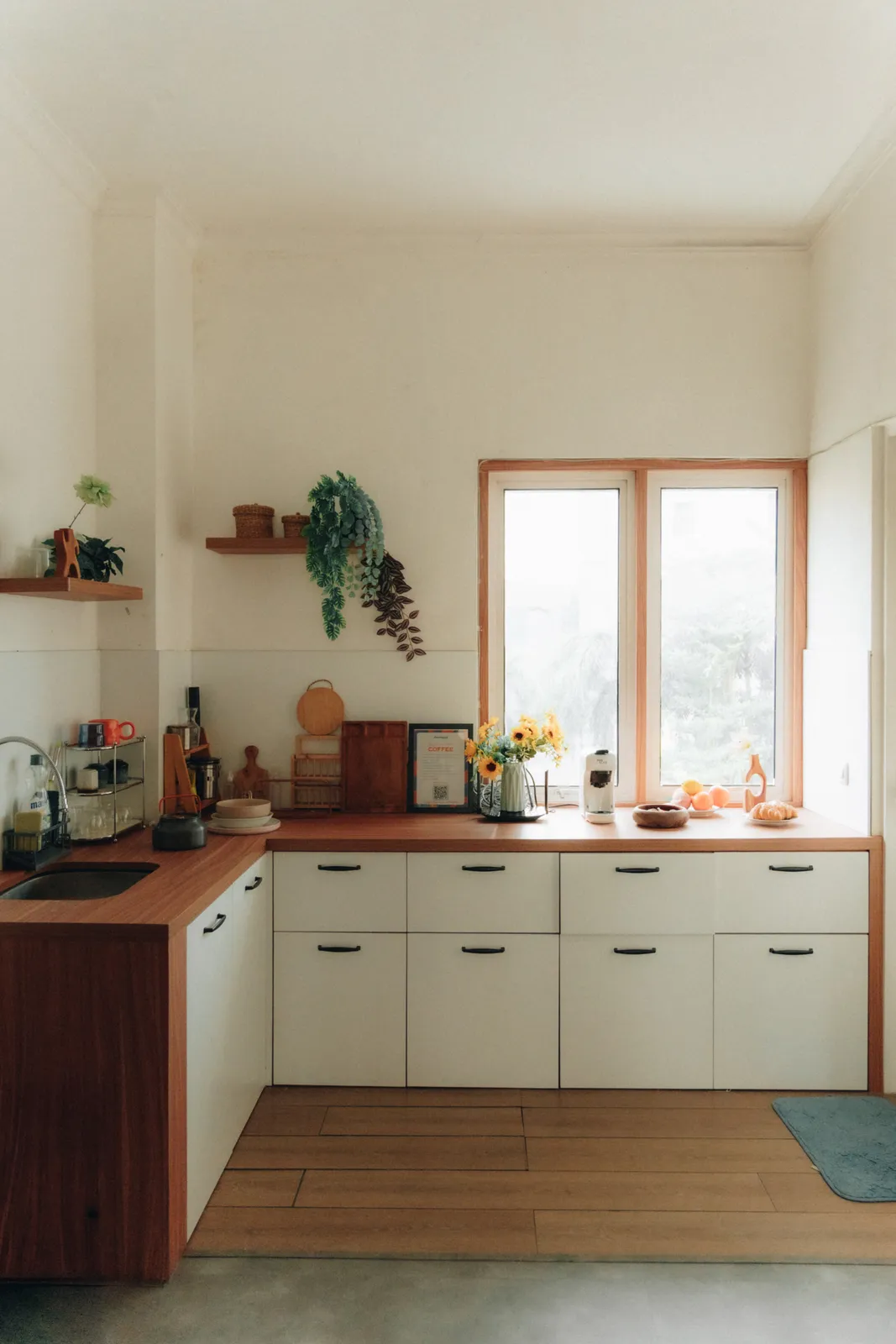 Sauropod Space: counter styling corner with natural window light